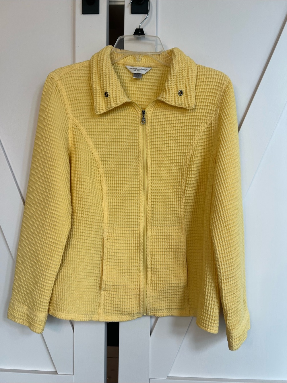 Christopher & Banks Lemon Yellow Textured Zip Jacket